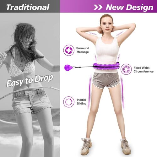 Adults Smart Weighted Hoop 24 Detachable Knots Adjustable Fitness Hoop