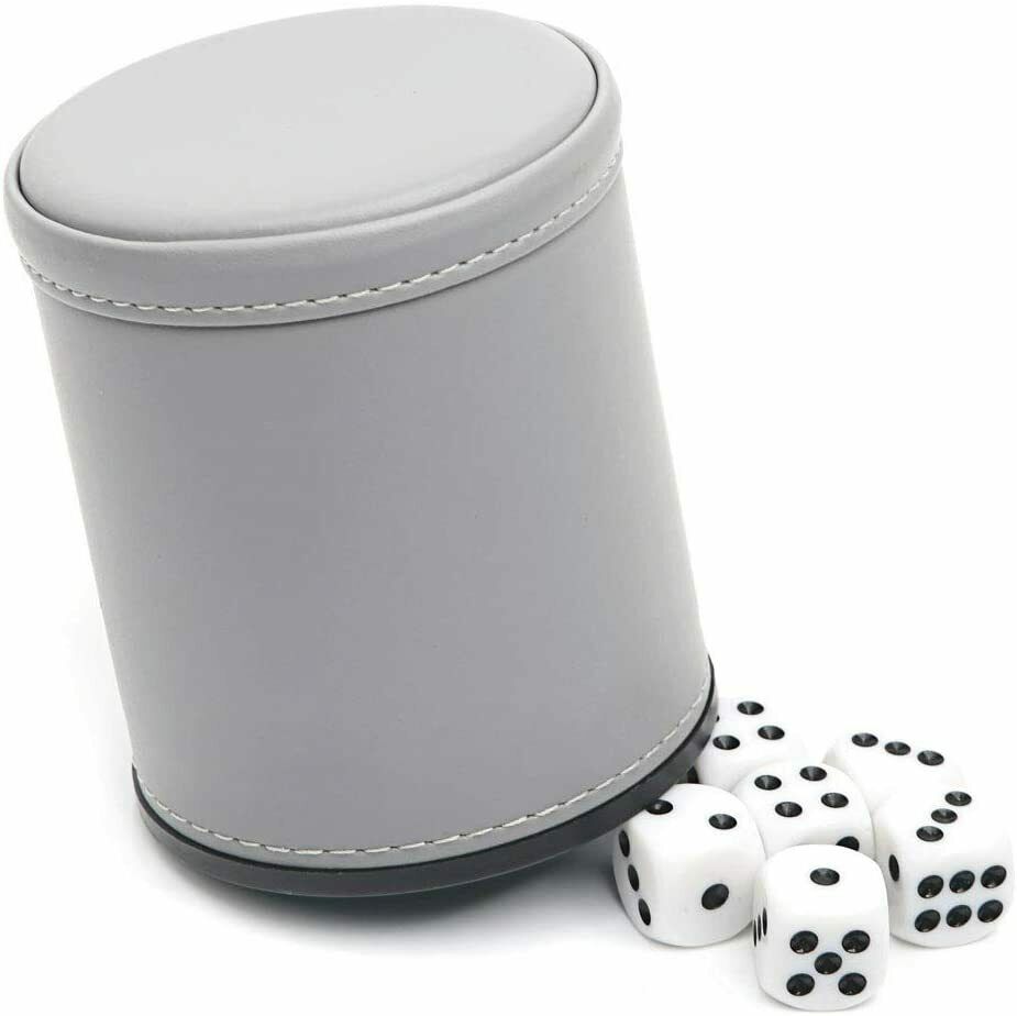 Felt Lined Professional Dice Cup - with 6 Dice Quiet for Yahtzee Game