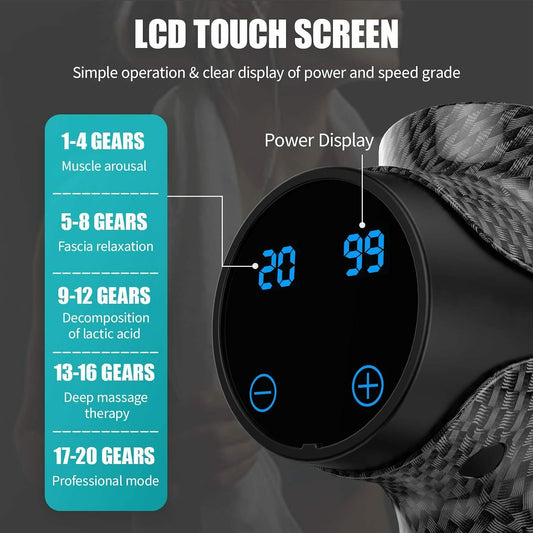 Athlete massage gun, 6 strong elastic heads, hand-held deep tissue massager