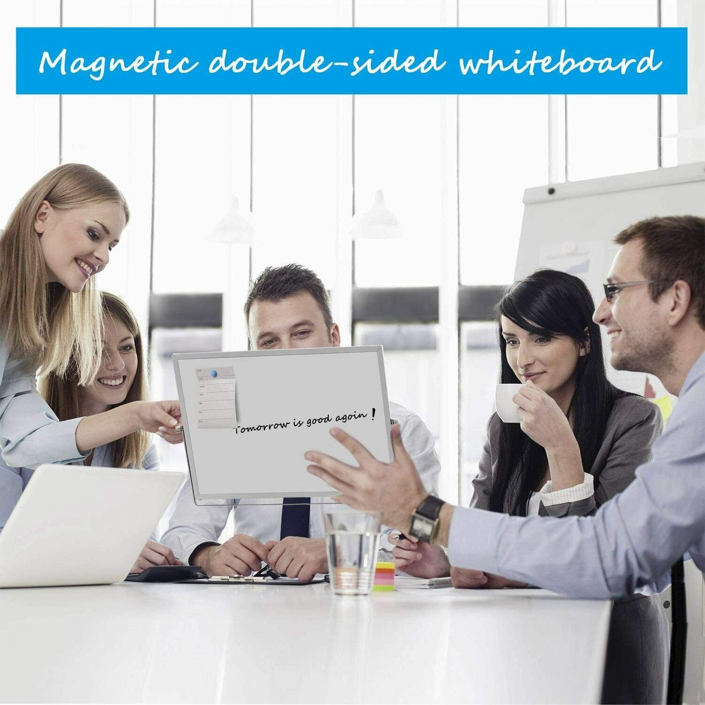 Magnetisches Desktop-Whiteboard 14" x 10" mit Ständer, tragbar, doppelseitig