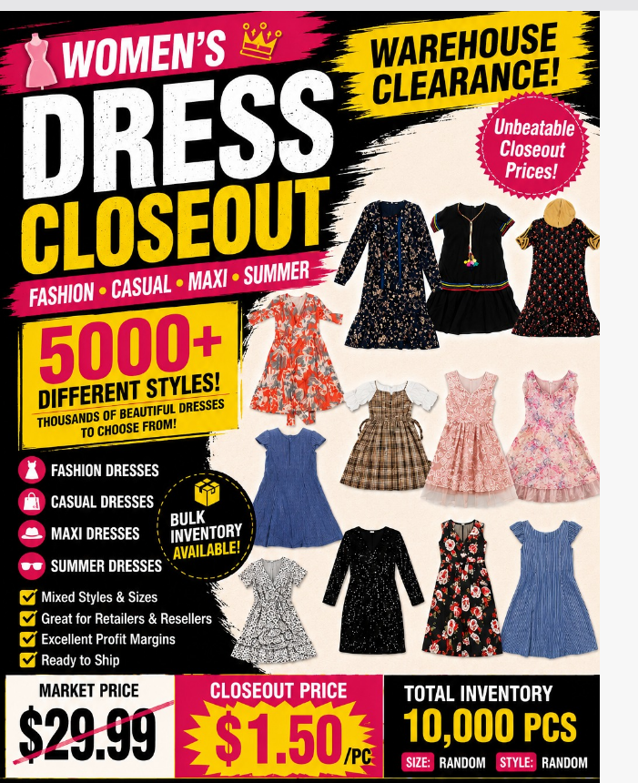 Women's Dress Closeout bulk inventory warehouse clearance