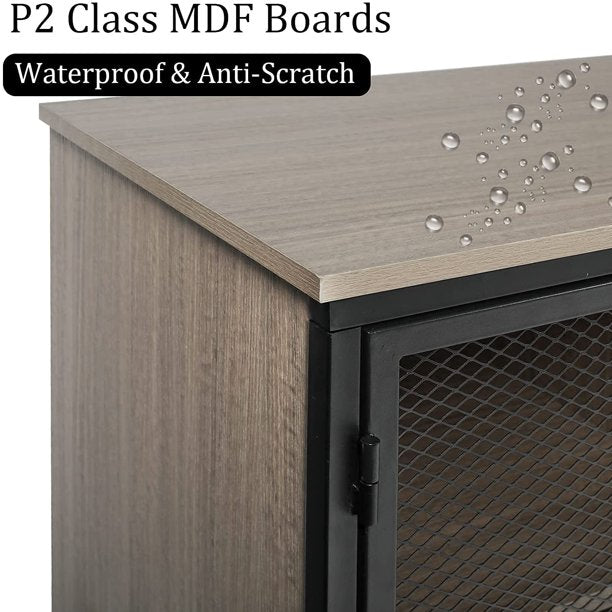 FUNKOCO Industrial Buffet Sideboard, Rustic Grey