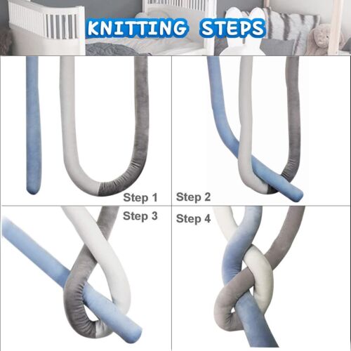 Cushion Soft Knot Pillow Handmade Soft Cushion Decor for Bedroom (Grey-Blue)