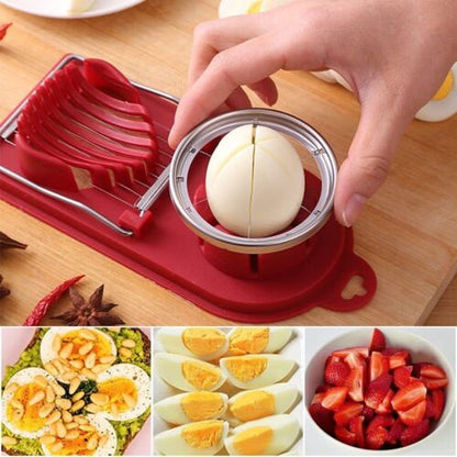 2 in1 Egg Slicer Stainless Steel Hard Boiled Metal Tomato Cutter Section Chopper