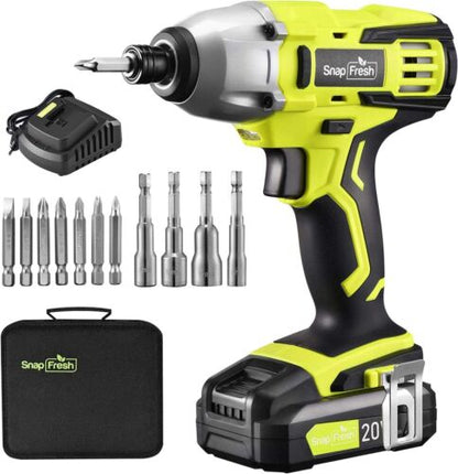 20V Cordless Impact Driver Set, 1/4" Keyless Hex Chuck, 1350 In-lbs Max Torque