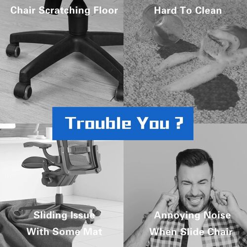 Office Chair Mat Desk Chair Mat For Hardwood Floors 1/6" Thick 35"x47" Hard Floo