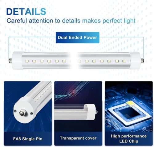 LEDIARY 25-Pack 8FT LED Tube Light, for T8 or T10 or T12 Flourescent Light Bulbs