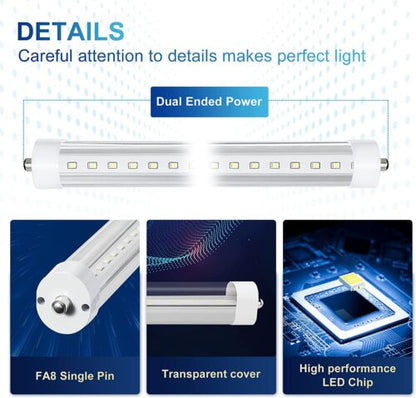 LEDIARY 25-Pack 8FT LED Tube Light, for T8 or T10 or T12 Flourescent Light Bulbs