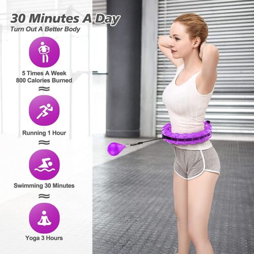 Adults Smart Weighted Hoop  24 Detachable Knots Adjustable Fitness Hoop