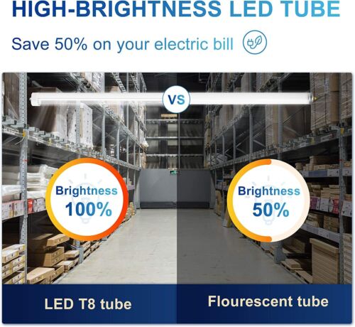 LEDIARY 25-Pack 8FT LED Tube Light, for T8 or T10 or T12 Flourescent Light Bulbs