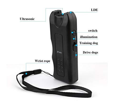 LED Ultrasonic Dog Repeller, Electronic Anti Barking Stop Bark Handheld 3 in 1 Pet Dog Trainer with Flashlight, Dog Training Device/Dog Deterrent/Training Tool/Stop Barking