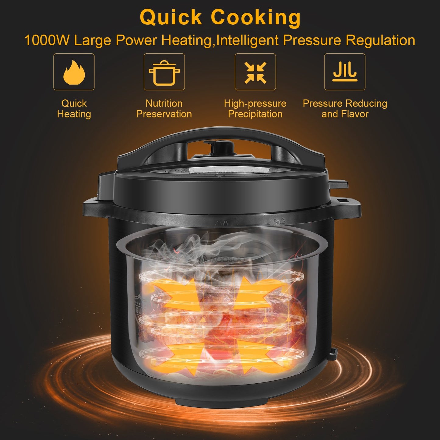 MOOSOO 12-in-1 Electric Pressure Cooker 6 Quart with ETL Certified ,10+ Accessories and Recipes MP90