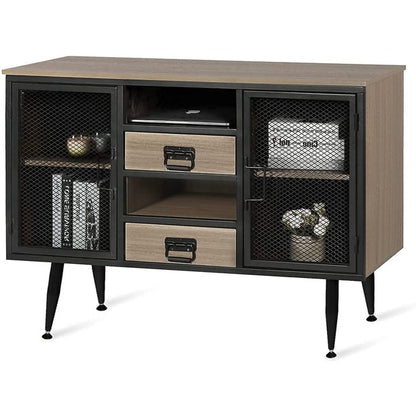 FUNKOCO Industrial Buffet Sideboard, Rustic Grey