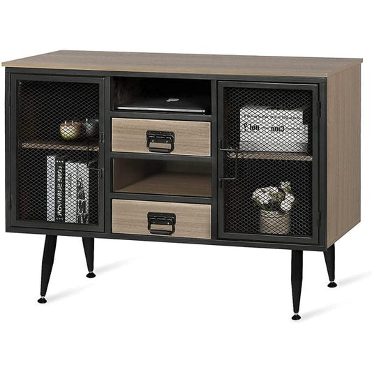 FUNKOCO Industrial Buffet Sideboard, Rustic Grey