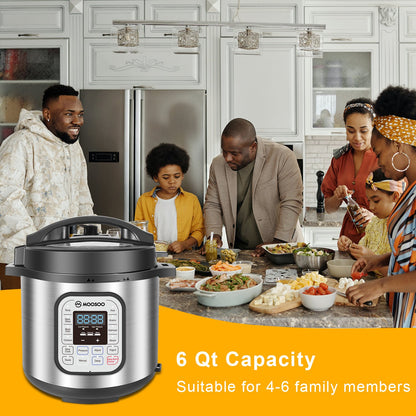 MOOSOO 12-in-1 Electric Pressure Cooker 6 Quart with ETL Certified ,10+ Accessories and Recipes MP90