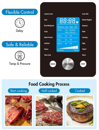 Olla a presión eléctrica MOOSOO Olla a presión instantánea con pantalla LCD grande 6QT MP60