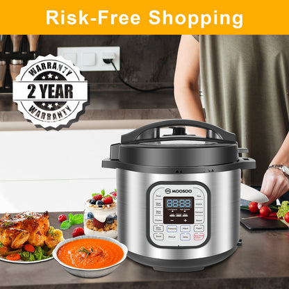 MOOSOO 12-in-1 Electric Pressure Cooker 6 Quart with ETL Certified ,10+ Accessories and Recipes MP90