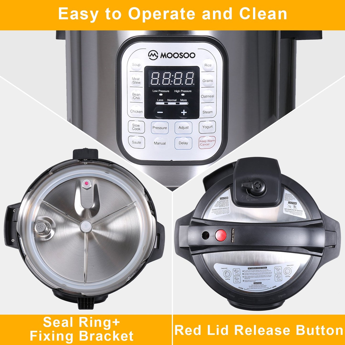 MOOSOO 12-in-1 Electric Pressure Cooker 6 Quart with ETL Certified ,10+ Accessories and Recipes MP90