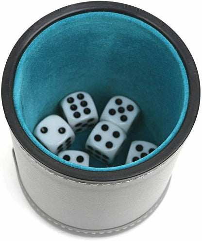 Felt Lined Professional Dice Cup - with 6 Dice Quiet for Yahtzee Game