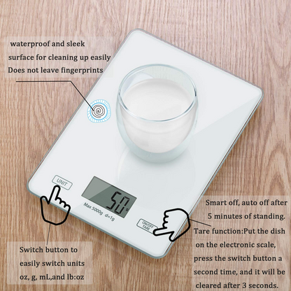 Digital Kitchen Food Cooking Scale Weight Balance in Pounds, Grams, Ounces,& KG