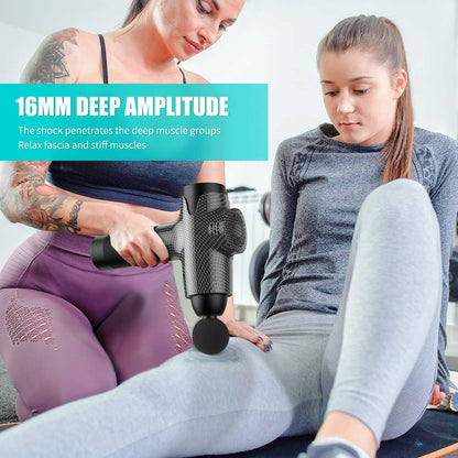 Pistola de masaje para atletas, 6 cabezas elásticas fuertes, masajeador de tejido profundo de mano