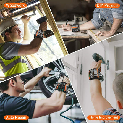 Muñequera magnética con 15 imanes fuertes, muñequera magnética para cinturón de herramientas