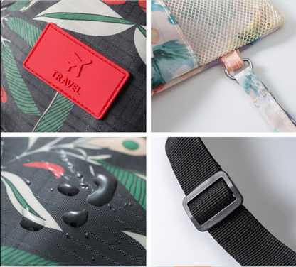 6pcs Flower Print Travel Organisers Set Luggage Compression Pouches