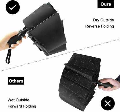 Inverted Travel Umbrella Compact Folding Reverse Umbrella, Auto Open and Close