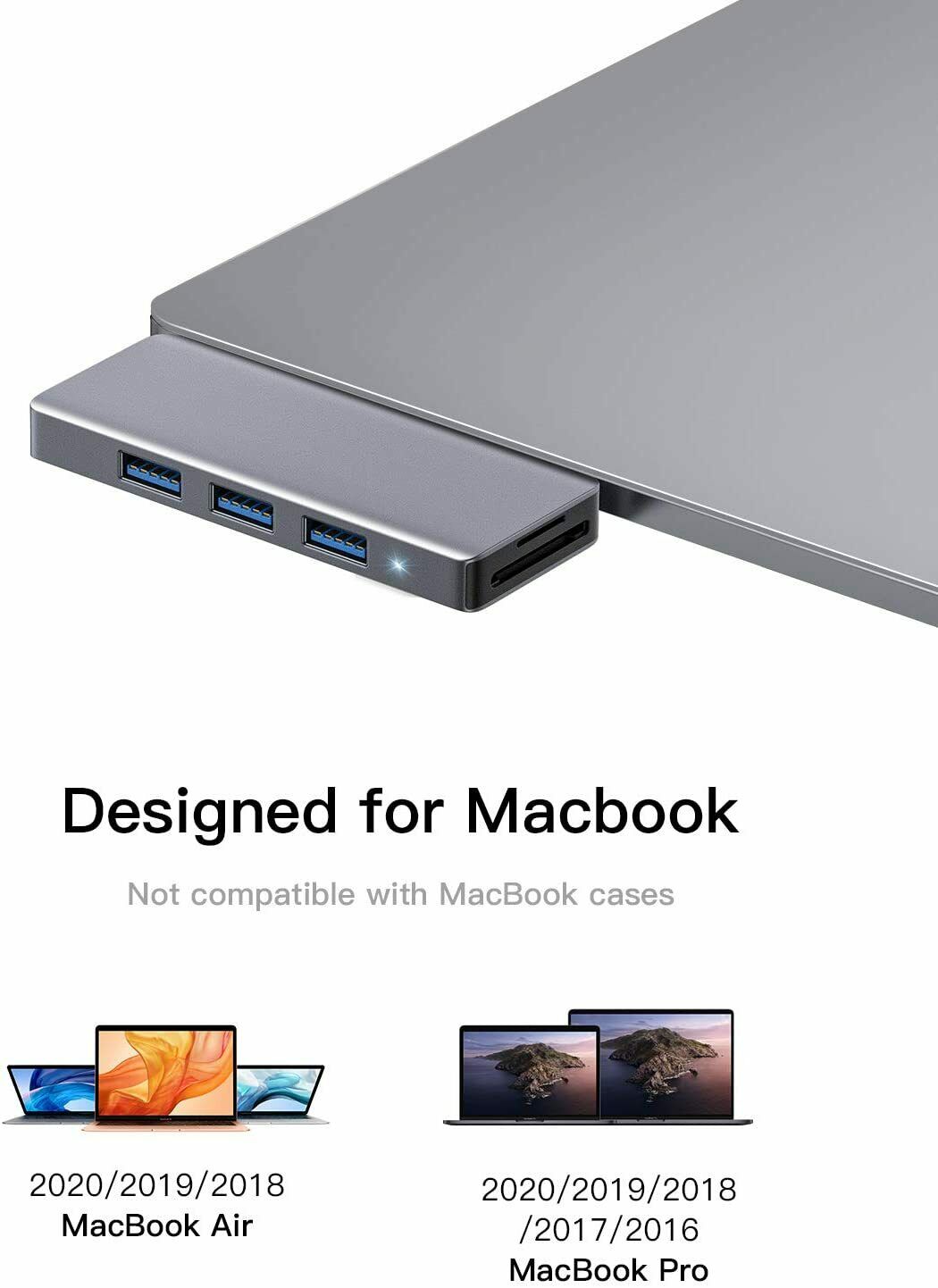 6 in 2 USB C Hub SD/TF Card Reader, Aluminum Type C 3.0 Hub For MacBook Pro, PC