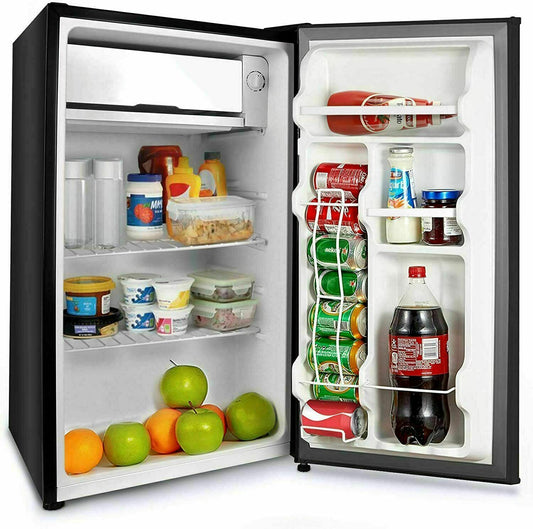 MINI NEVERA CON / CONGELADOR Refrigerador pequeño compacto 3.2 pies cúbicos negro NUEVO