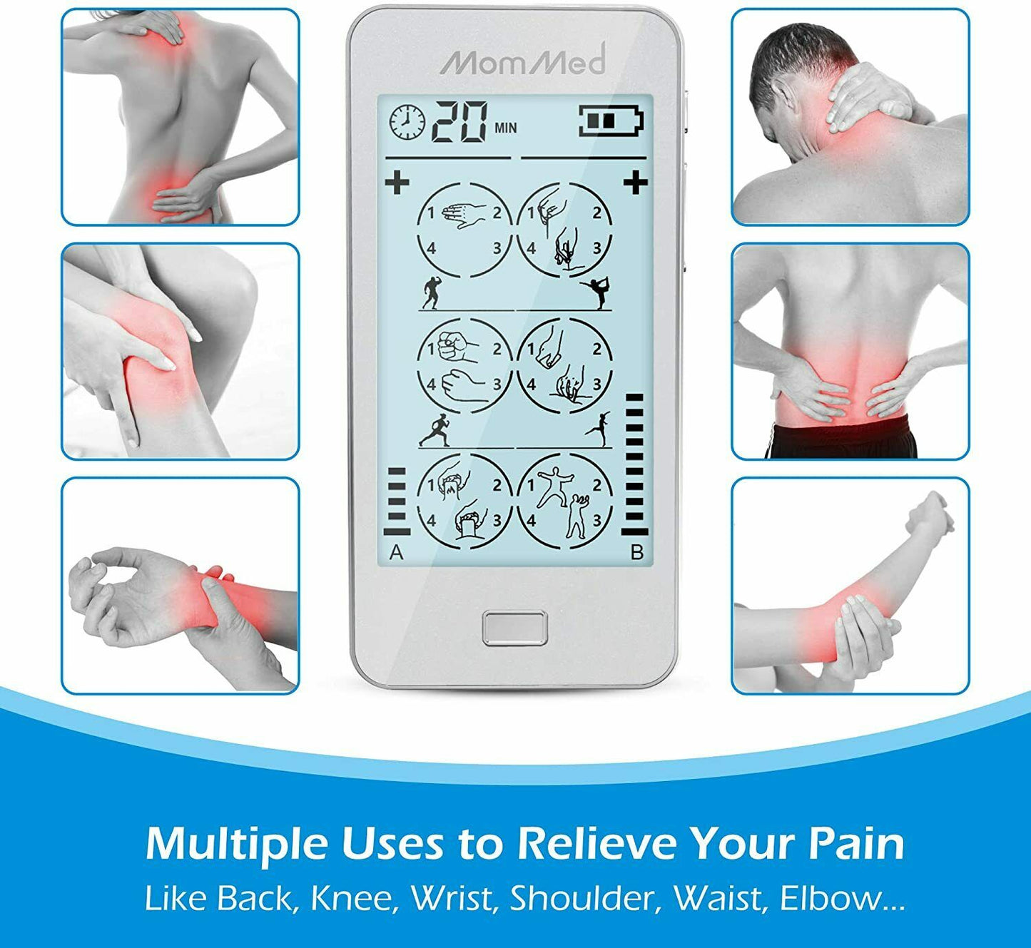 Muscle Stimulator and Rechargeable Touch Screen TENS Machine Pulse Massager