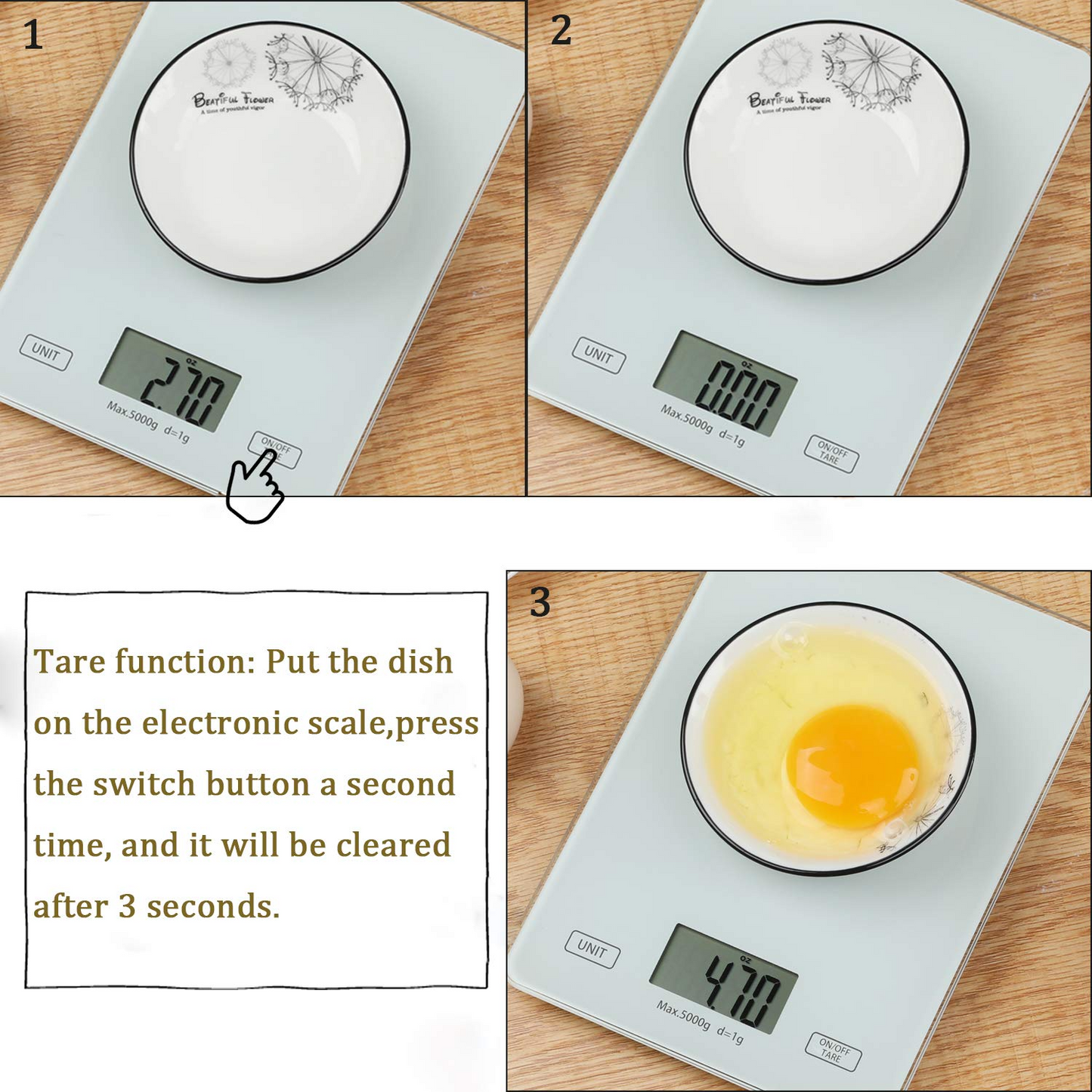 Digital Kitchen Food Cooking Scale Weight Balance in Pounds, Grams, Ounces,& KG