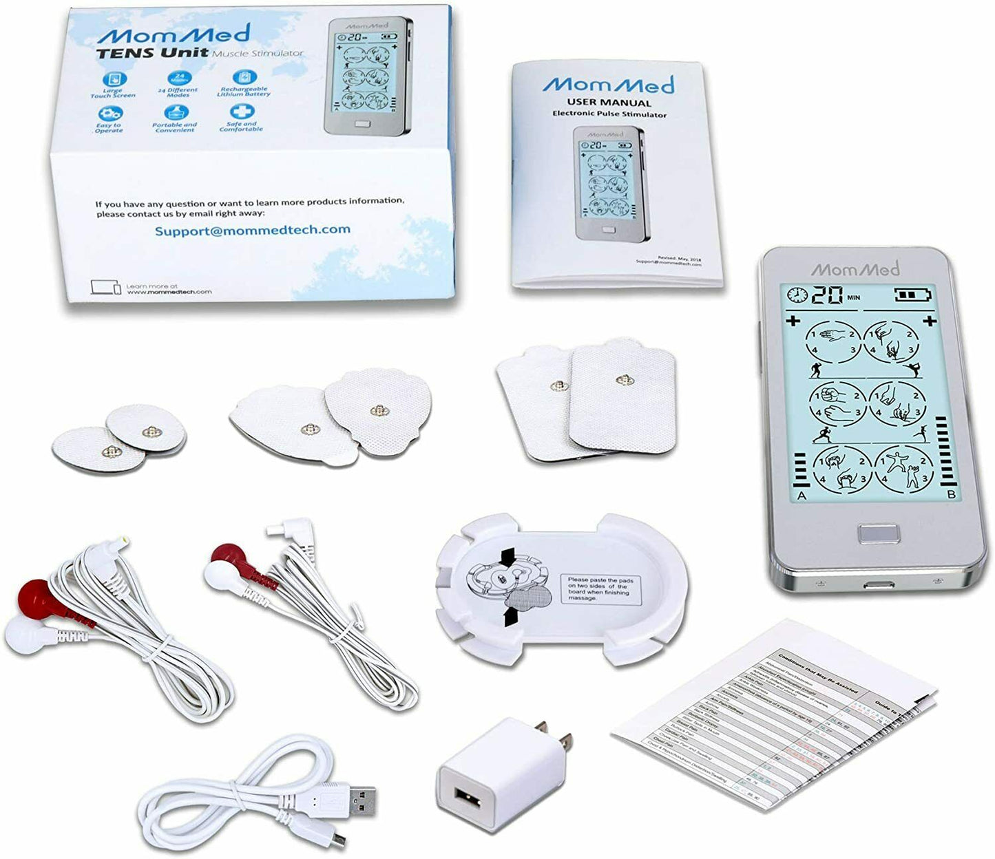 Muscle Stimulator and Rechargeable Touch Screen TENS Machine Pulse Massager