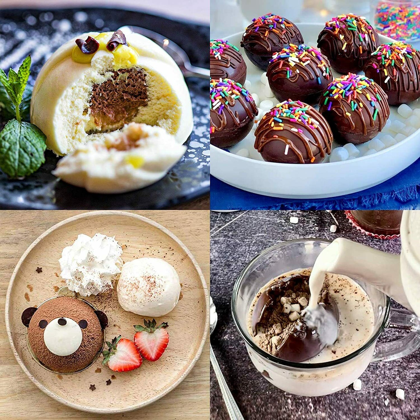 3 Pack Silicone Cake Mold Hot Chocolate Bombs Mould 2.75" Half Ball Sphere US