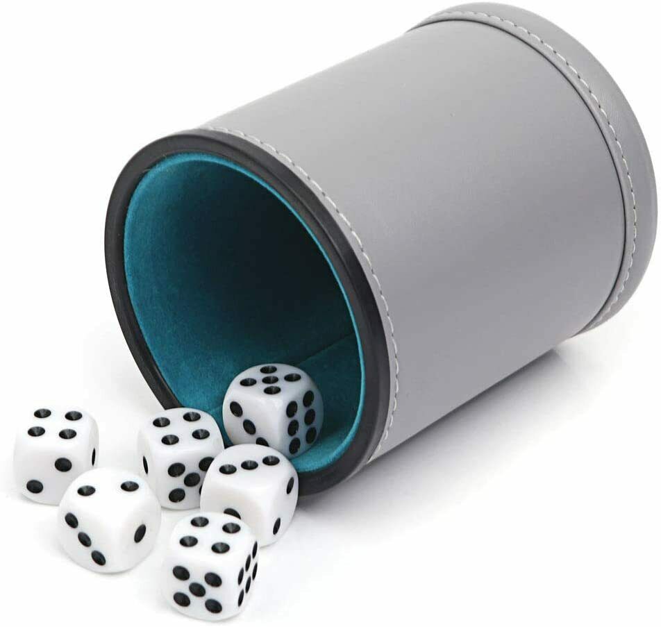 Felt Lined Professional Dice Cup - with 6 Dice Quiet for Yahtzee Game