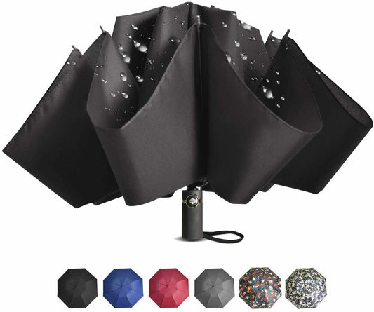 Inverted Travel Umbrella Compact Folding Reverse Umbrella, Auto Open and Close