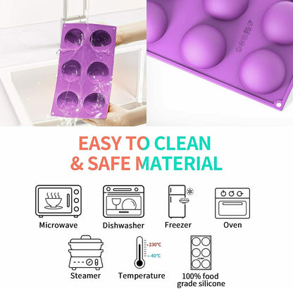 3 Pack Silicone Cake Mold Hot Chocolate Bombs Mould 2.75" Half Ball Sphere US