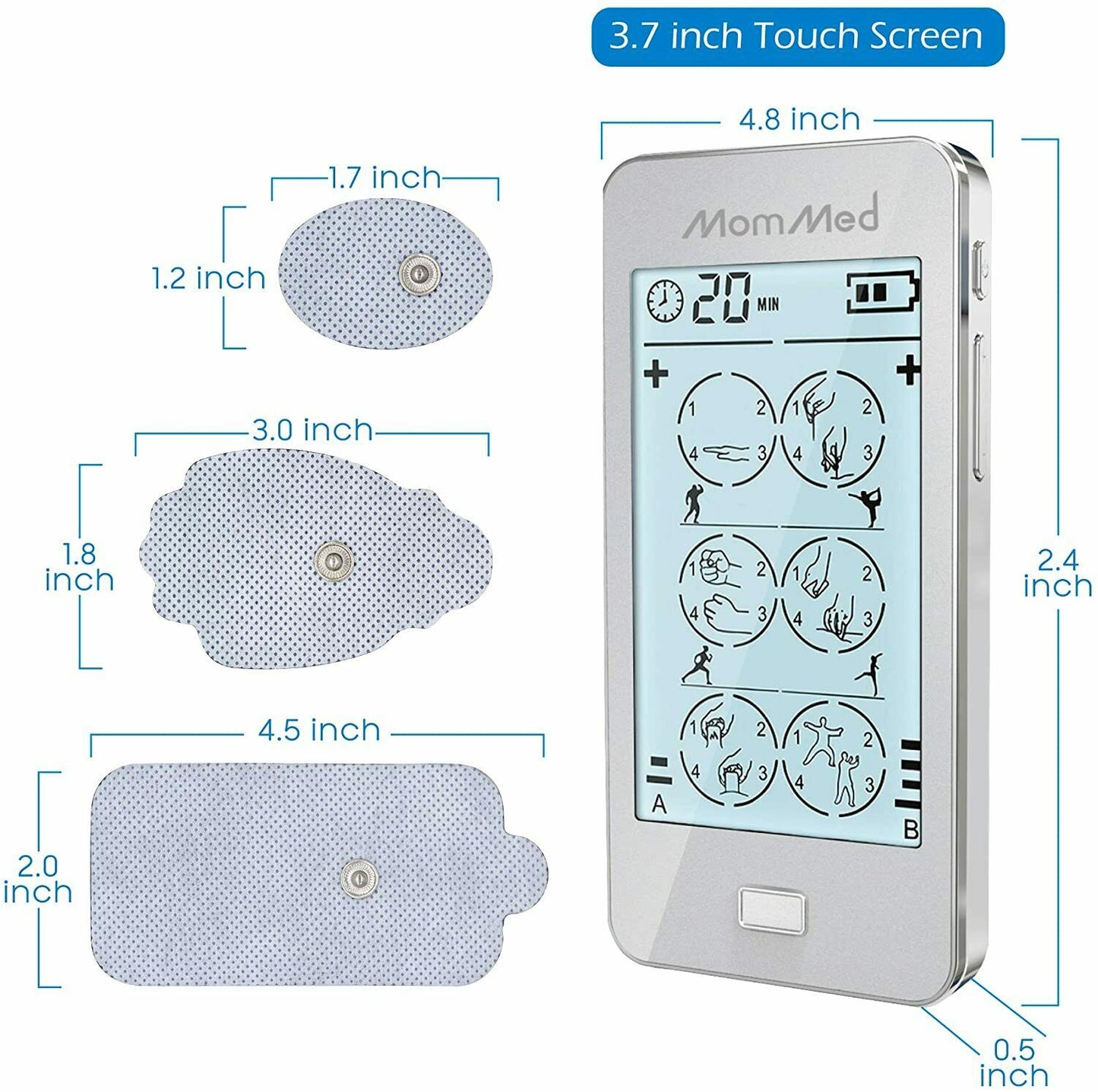 Muscle Stimulator and Rechargeable Touch Screen TENS Machine Pulse Massager