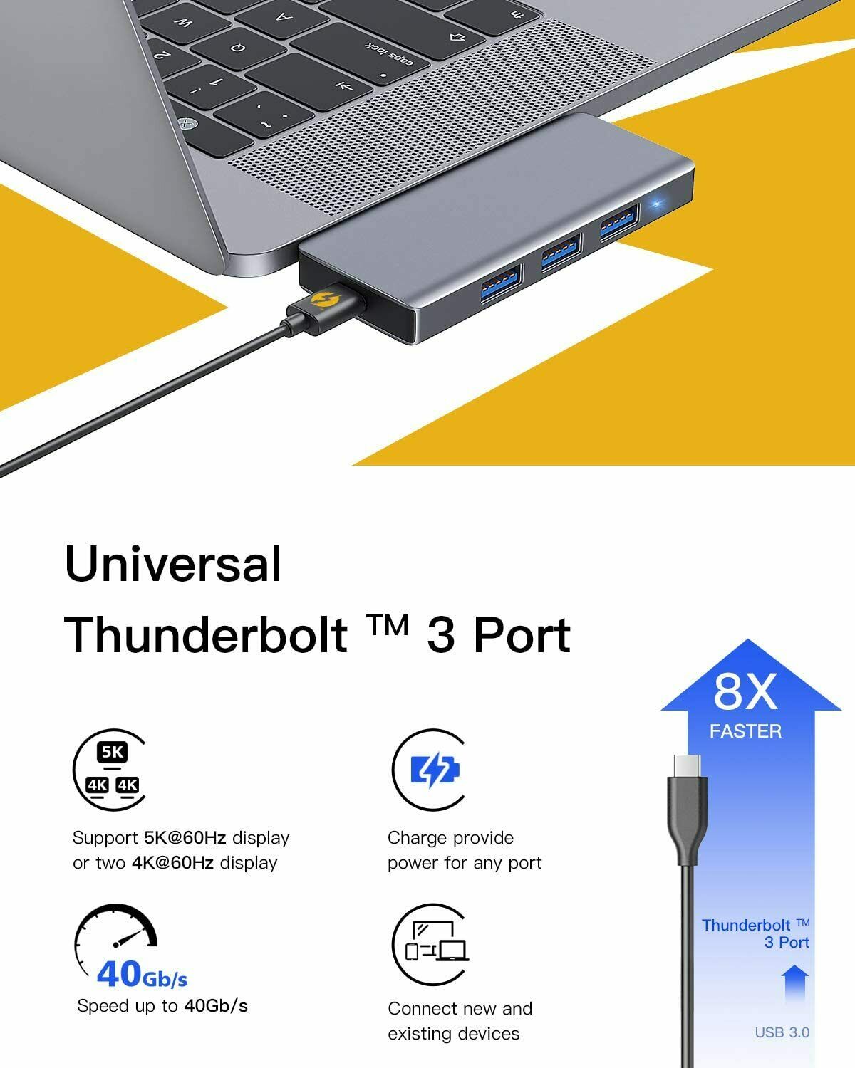 6 in 2 USB C Hub SD/TF Card Reader, Aluminum Type C 3.0 Hub For MacBook Pro, PC