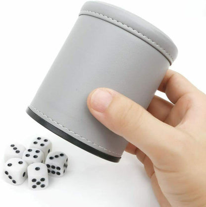 Felt Lined Professional Dice Cup - with 6 Dice Quiet for Yahtzee Game