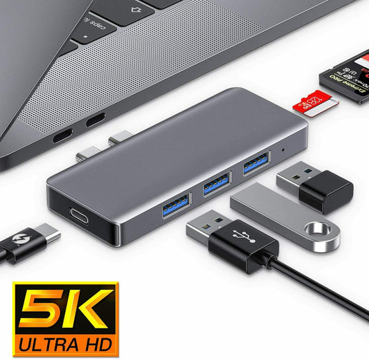 6 in 2 USB C Hub SD/TF Card Reader, Aluminum Type C 3.0 Hub For MacBook Pro, PC