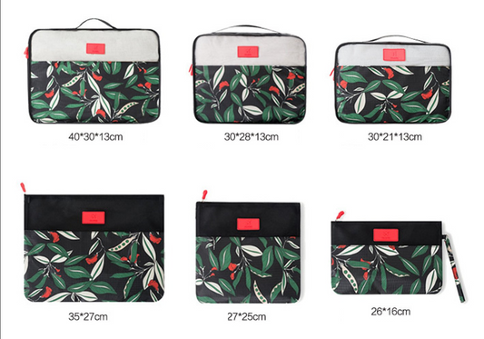 6pcs Flower Print Travel Organisers Set Luggage Compression Pouches
