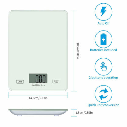 Digital Kitchen Food Cooking Scale Weight Balance in Pounds, Grams, Ounces,& KG